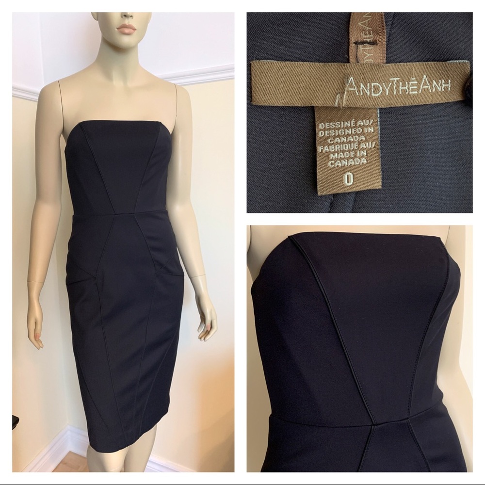 ANDY THE ANH Navy blue sexy bustier dress 0